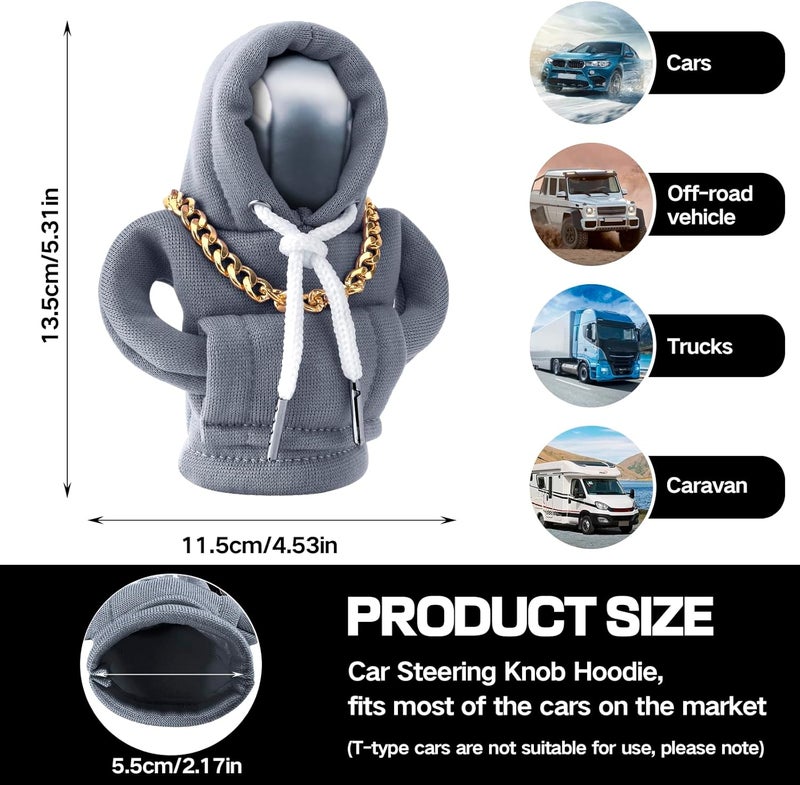 PLALEI Gear Shift Hoodie, Funny Car Gear Shift Cover, Cute Car Shift Knob Hoodie, Automotive Interior Accessories, Universal Fit Knob Cover Gift (Gray) - Image 2